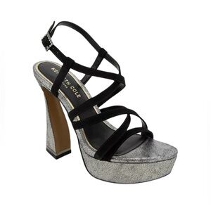 Kenneth Cole New York Allen Strappy Platform Sandals Black Pewter Size 6 NIB